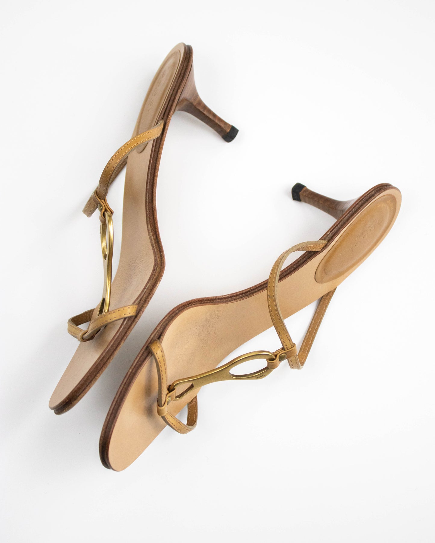 Vintage Gucci by Tom Ford Tan Leather Kitten Heel Mules Horsebit Detail / 38.5 (US 8.5)