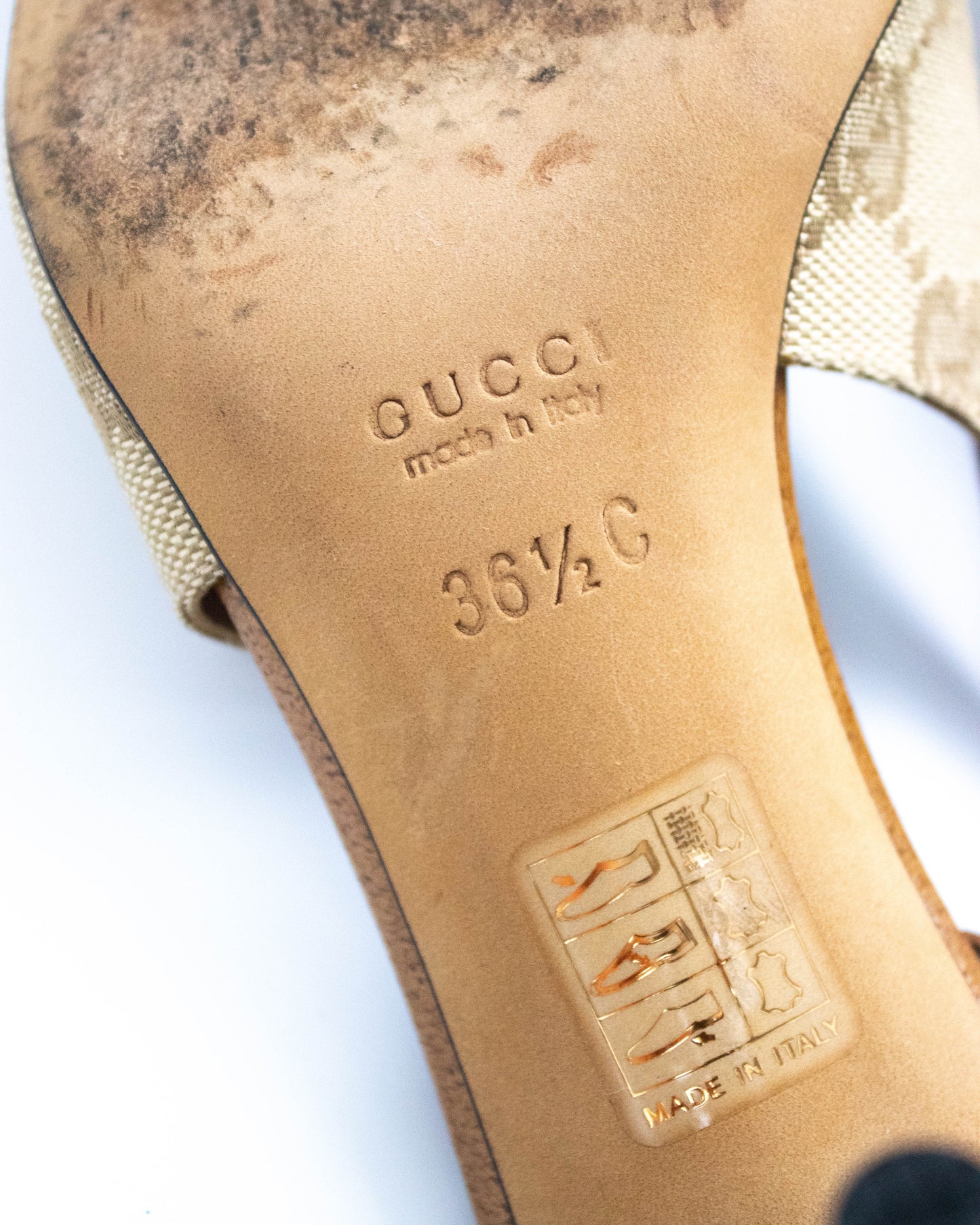 Vintage 2000s Gucci Classic Monogram Slingback Heels / 36.5 (US 6.5)