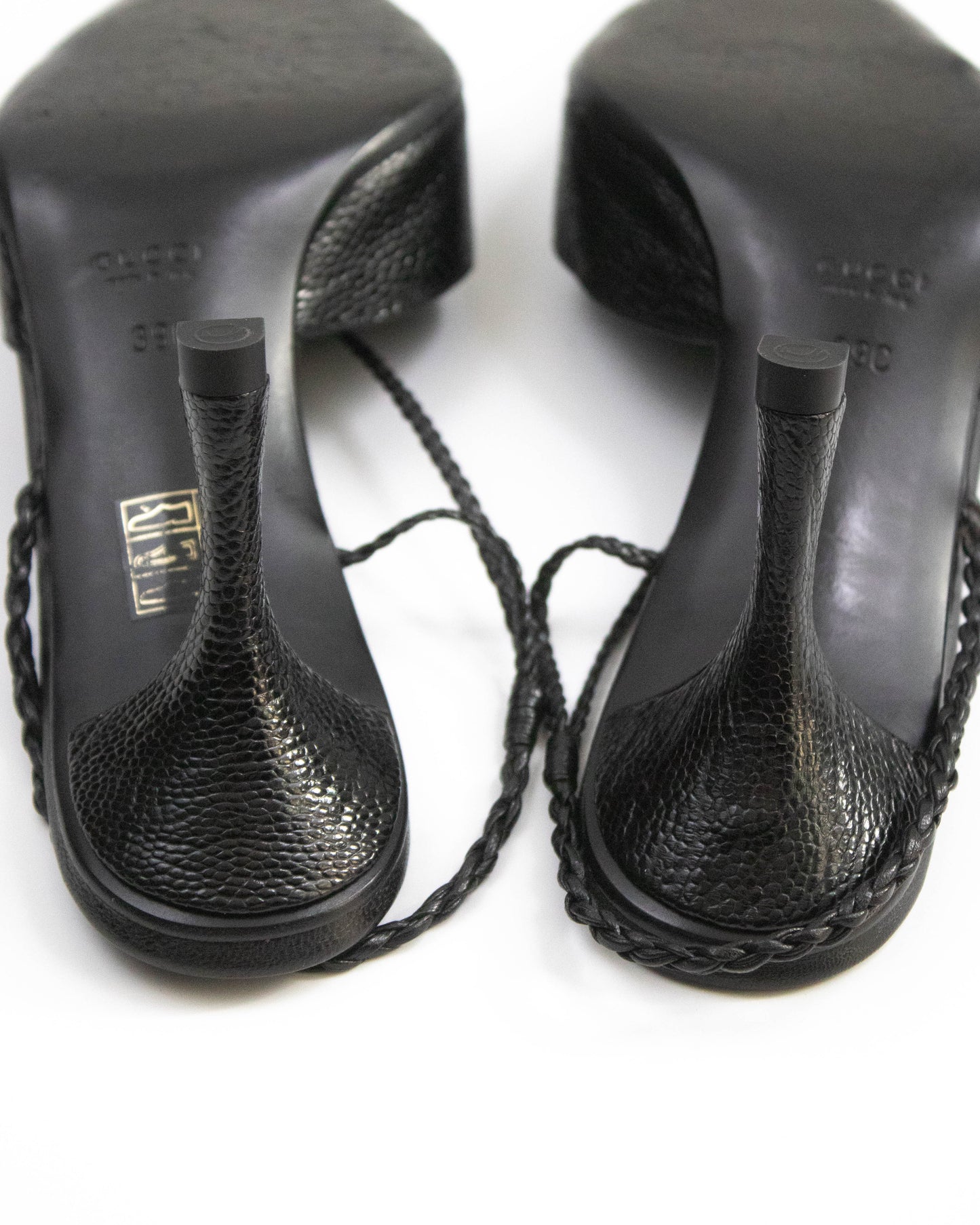 Vintage Gucci by Tom Ford Black Braided Detail Slingback Heels / 39 (US 9)