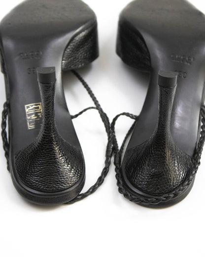 Vintage Gucci by Tom Ford Black Braided Detail Slingback Heels / 39 (US 9)