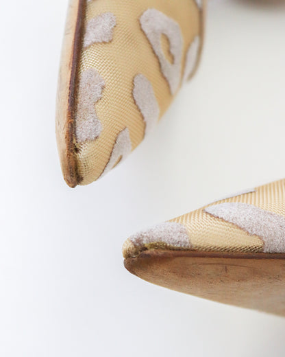 Vintage Manolo Blahnik Beige Carolyn Sheer Leopard Slingback Heels / 37.5 (US 7.5)