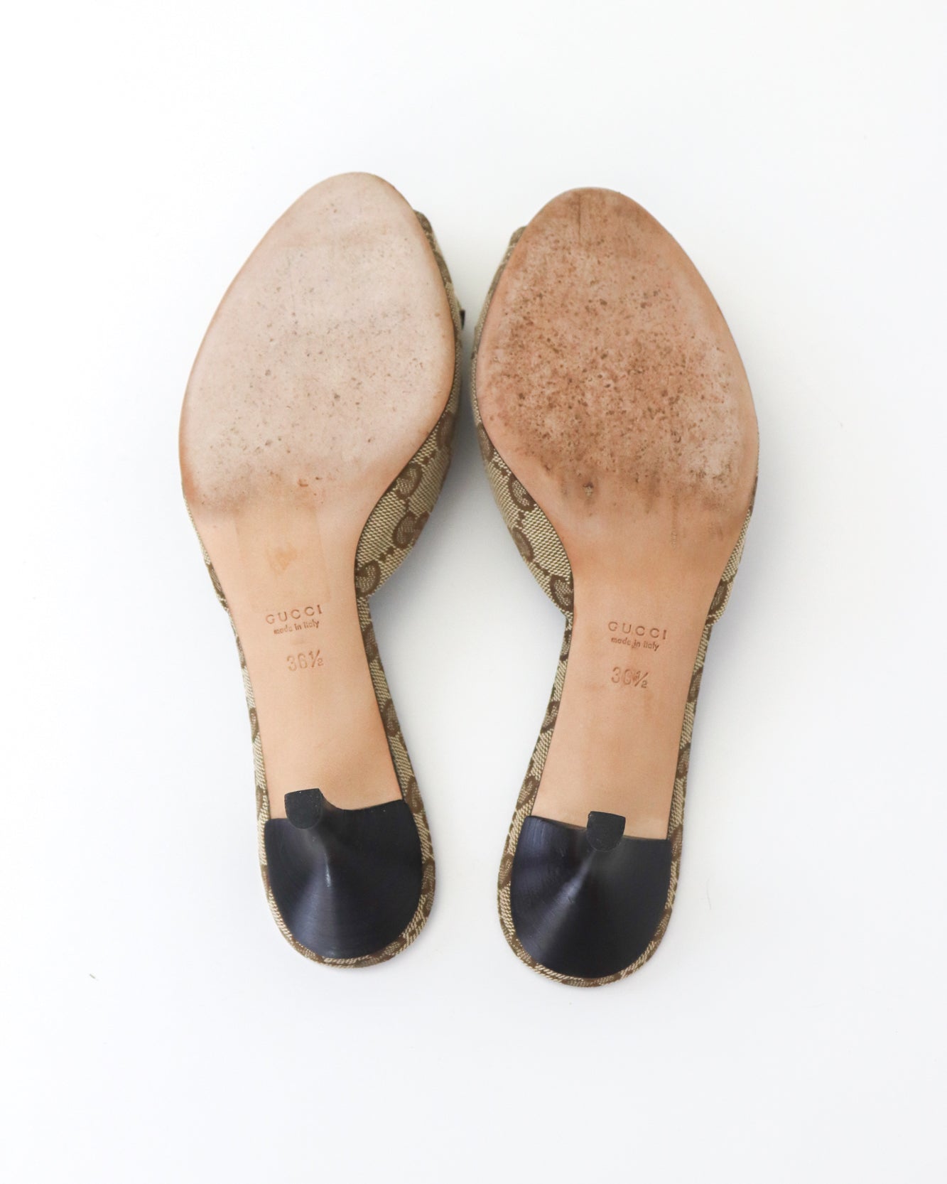 Vintage 2000s Gucci GG Monogram Kitten Heel Mules Horsebit Detail / 36.5 (US 6.5)