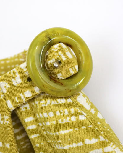 Vintage S/S 1996 Prada 'Ugly Chic' Acid Yellow Tweed Print Runway Skirt / XS