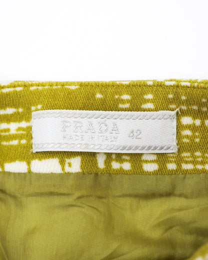 Vintage S/S 1996 Prada 'Ugly Chic' Acid Yellow Tweed Print Runway Skirt / XS