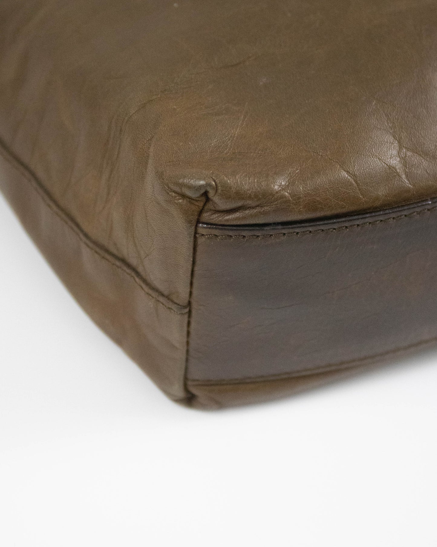 Vintage F/W 1999 Prada Leaf Applique Brown Leather Bag