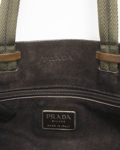 Vintage F/W 1999 Prada Leaf Applique Brown Leather Bag