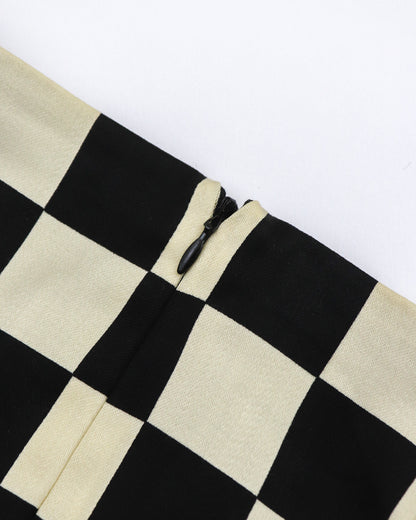 Vintage F/W 1995 Gianni Versace Couture Runway Wool Checker Skirt / IT 38 (XS)