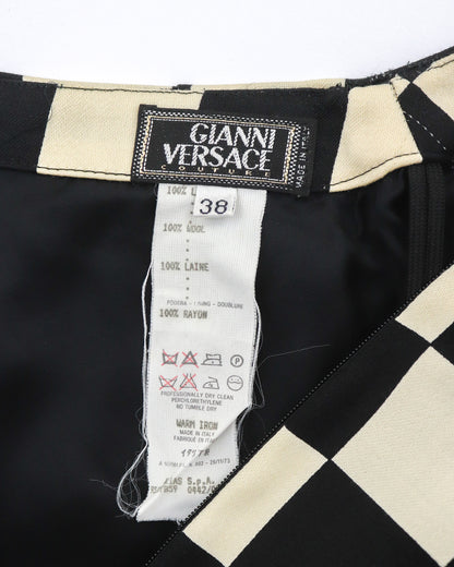 Vintage F/W 1995 Gianni Versace Couture Runway Wool Checker Skirt / IT 38 (XS)