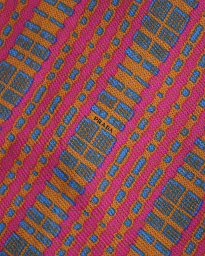 S/S 2008 Prada James Jean Fairy Collection Orange Pink Plaid Silk Blouse / IT 42 (S-M)