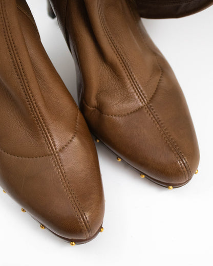 Vintage F/W 2003 Gucci by Tom Ford Thigh High Cognac Tan Leather Boots / 35 (US 5)