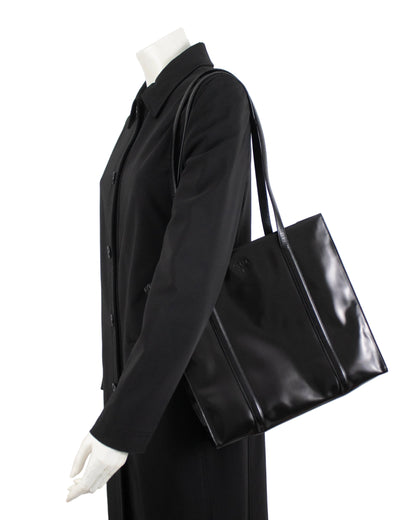 Vintage 1990s Prada Spazzolato Black Patent Leather Shoulder Bag
