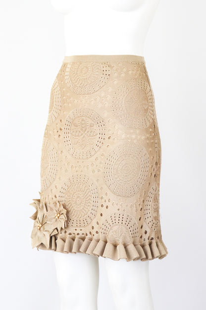 Vintage 2000s Adam Jones Paris Designer Skirt Suit Crochet Lace Dress / S