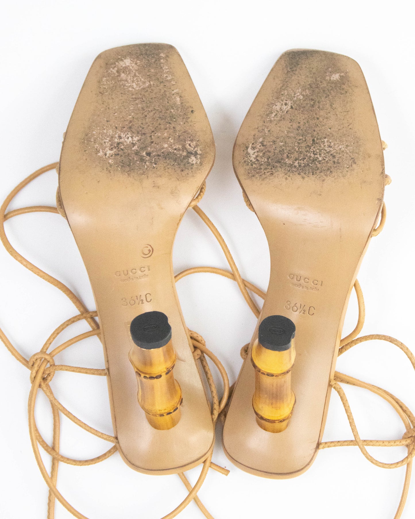 Vintage S/S 2002 Gucci by Tom Ford Ankle Wrap Bamboo Heels / 36.5 (US 6.5)