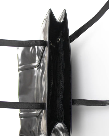 Vintage 1990s Prada Spazzolato Black Patent Leather Shoulder Bag