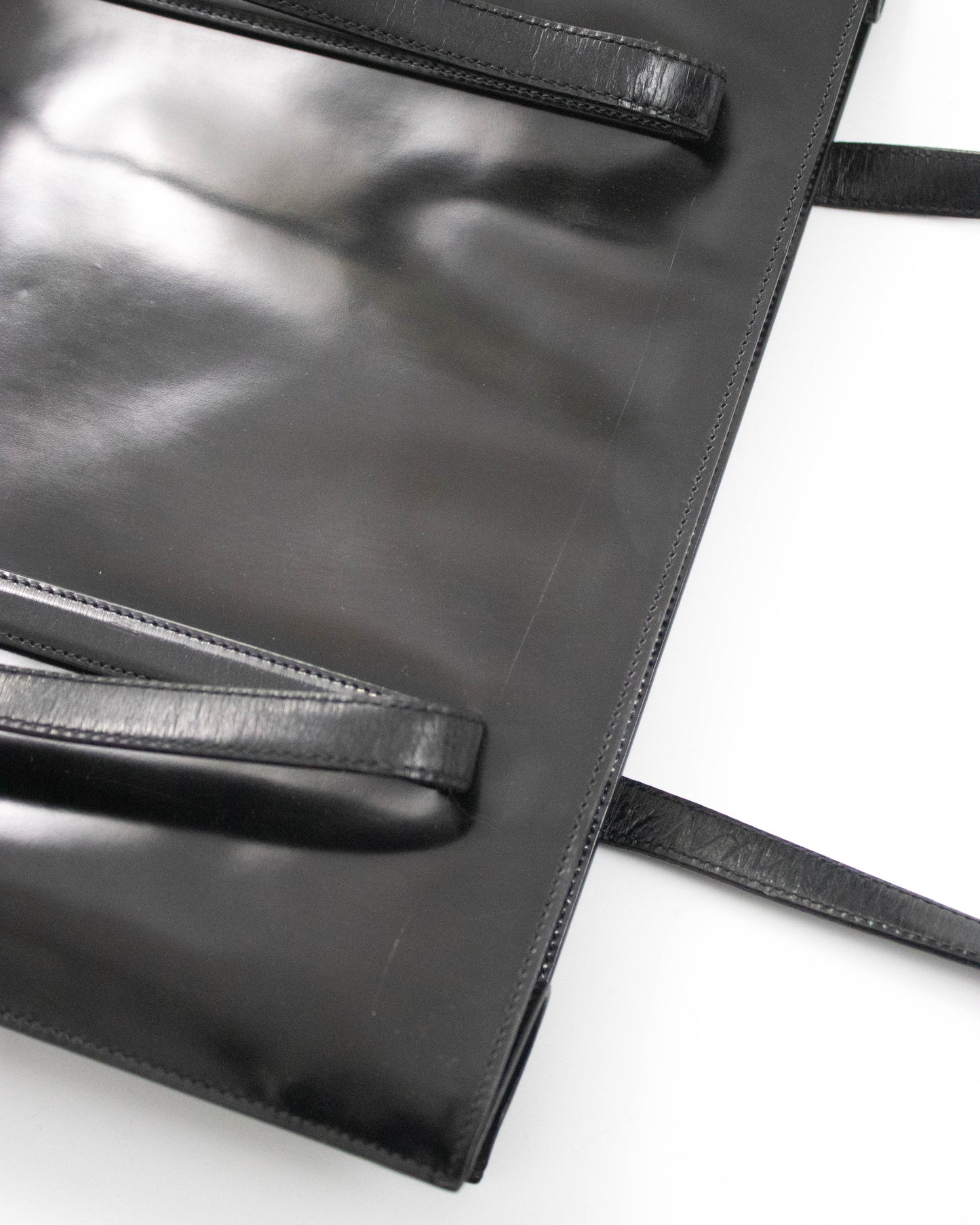 Vintage 1990s Prada Spazzolato Black Patent Leather Shoulder Bag