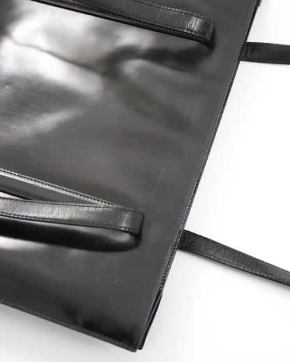 Vintage 1990s Prada Spazzolato Black Patent Leather Shoulder Bag