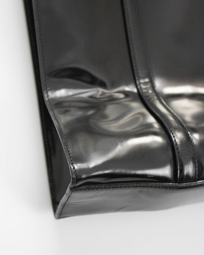 Vintage 1990s Prada Spazzolato Black Patent Leather Shoulder Bag