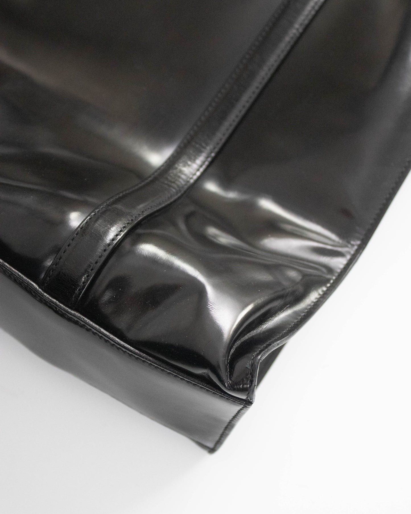 Vintage 1990s Prada Spazzolato Black Patent Leather Shoulder Bag