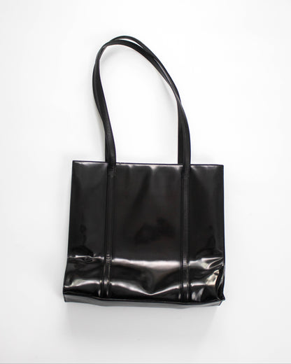 Vintage 1990s Prada Spazzolato Black Patent Leather Shoulder Bag