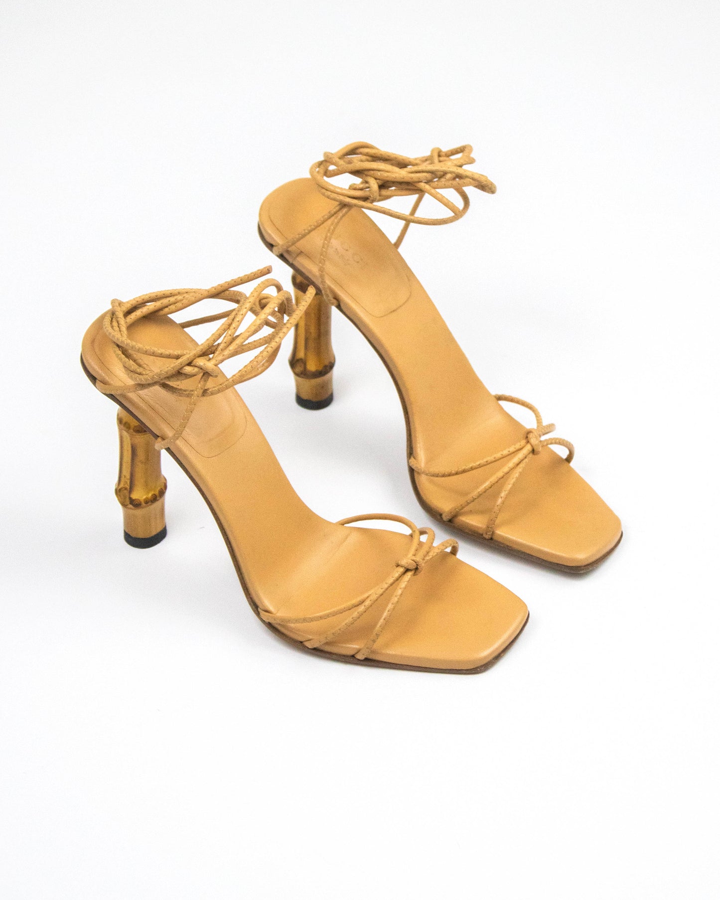 Vintage S/S 2002 Gucci by Tom Ford Ankle Wrap Bamboo Heels / 36.5 (US 6.5)