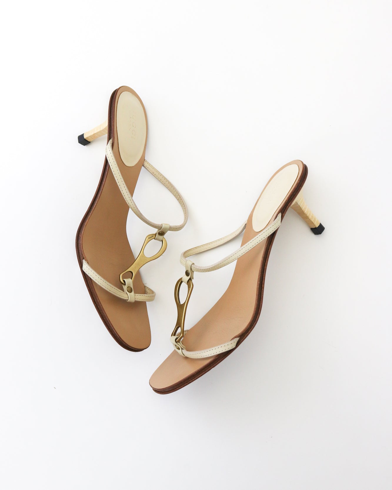 Vintage Gucci by Tom Ford Ivory Leather Kitten Heel Mules Horsebit Detail / 36 (US 6)