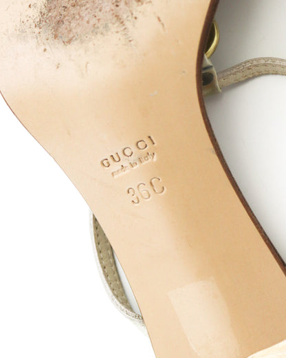 Vintage Gucci by Tom Ford Ivory Leather Kitten Heel Mules Horsebit Detail / 36 (US 6)