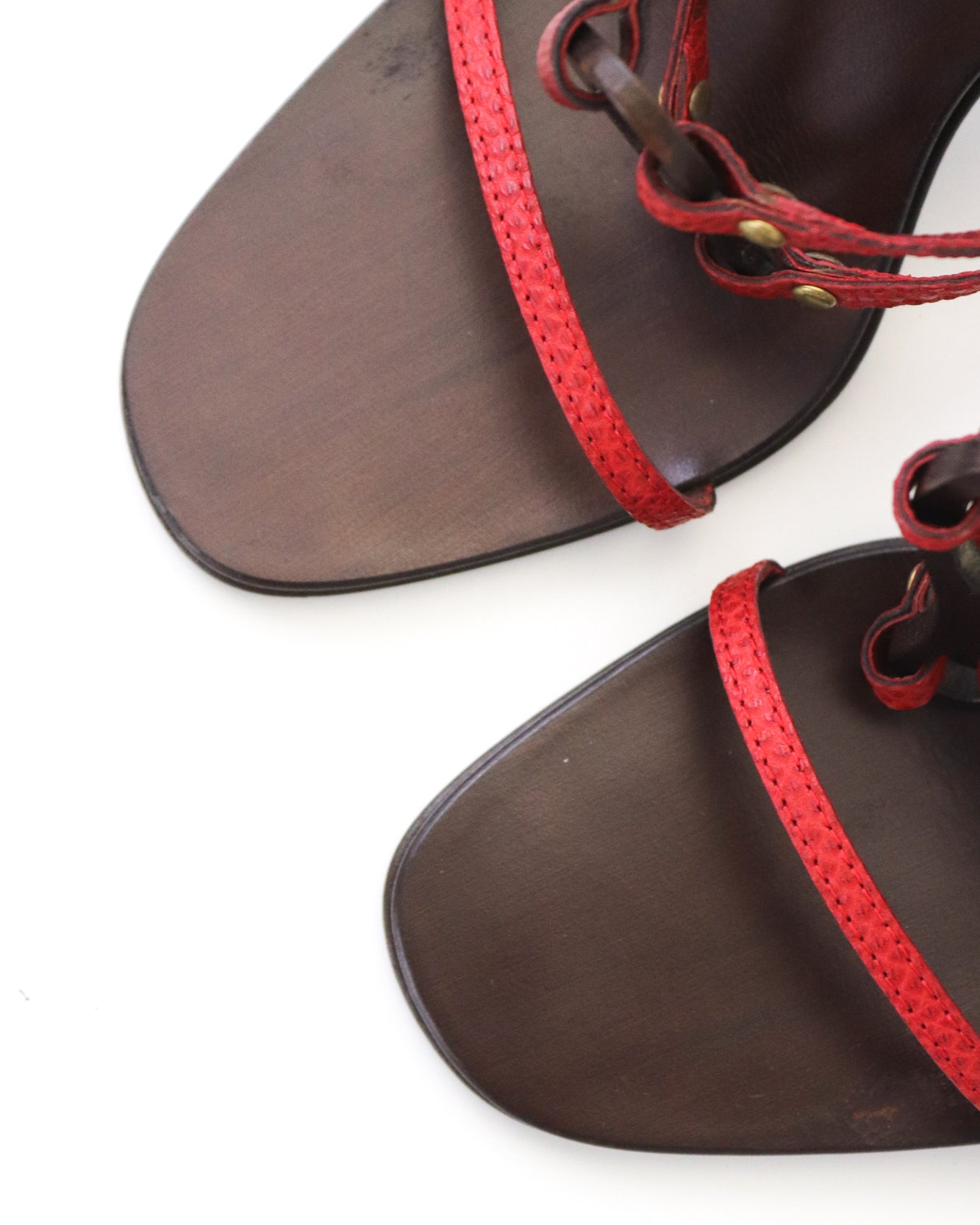 Vintage Gucci by Tom Ford Red Reptile Leather Sandals Horsebit Detail / 35 (US 5)