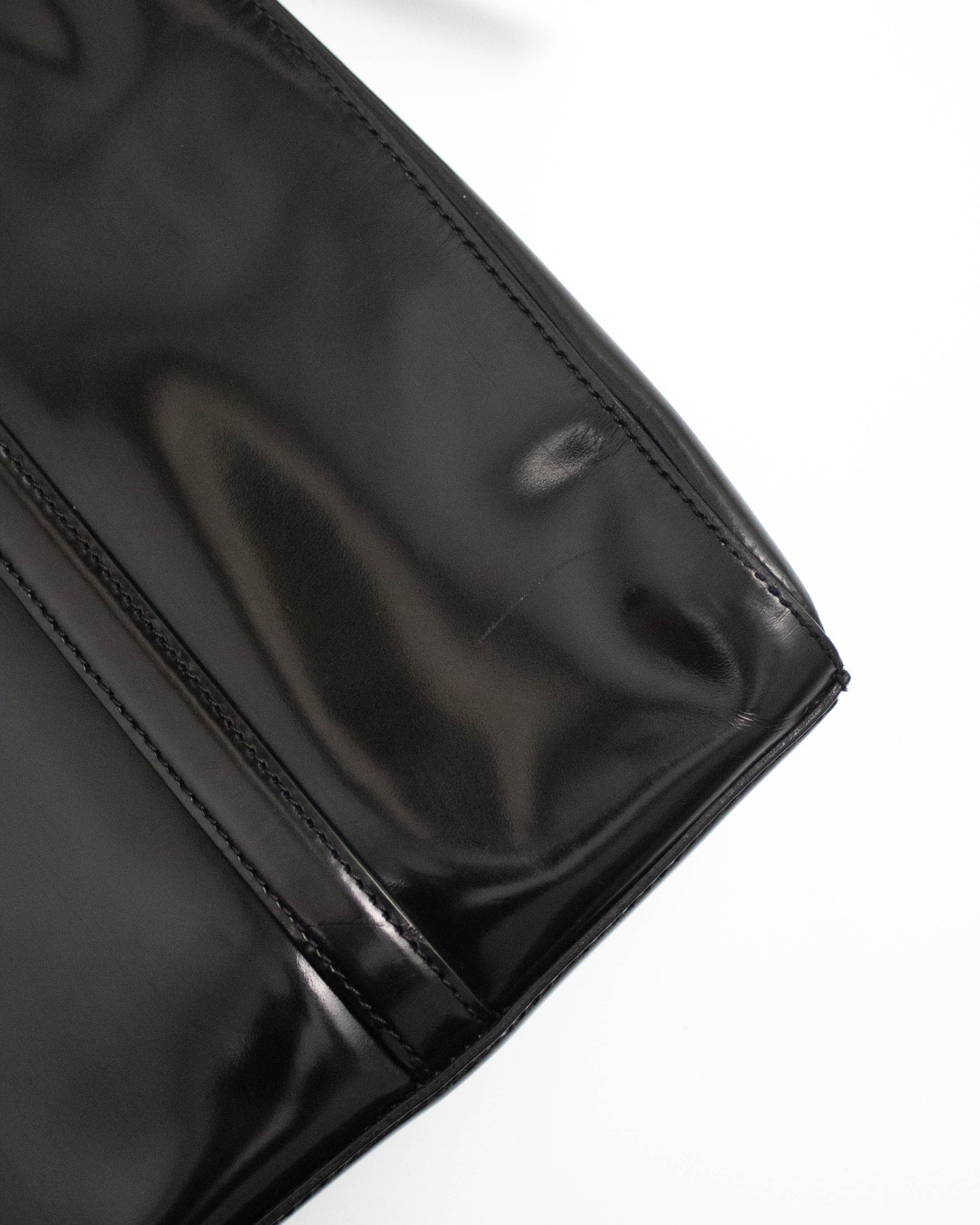 Vintage 1990s Prada Spazzolato Black Patent Leather Shoulder Bag