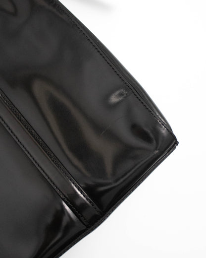 Vintage 1990s Prada Spazzolato Black Patent Leather Shoulder Bag