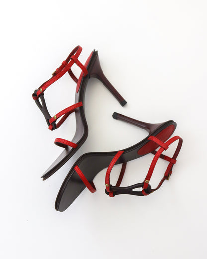 Vintage Gucci by Tom Ford Red Reptile Leather Sandals Horsebit Detail / 35 (US 5)