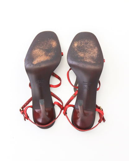 Vintage Gucci by Tom Ford Red Reptile Leather Sandals Horsebit Detail / 35 (US 5)