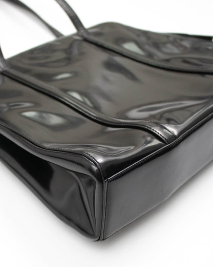 Vintage 1990s Prada Spazzolato Black Patent Leather Shoulder Bag
