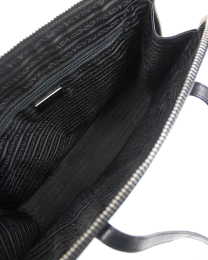 Vintage 1990s Prada Spazzolato Black Patent Leather Shoulder Bag