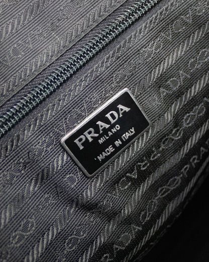 Vintage 1990s Prada Spazzolato Black Patent Leather Shoulder Bag