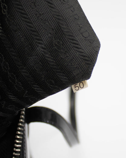 Vintage 1990s Prada Spazzolato Black Patent Leather Shoulder Bag