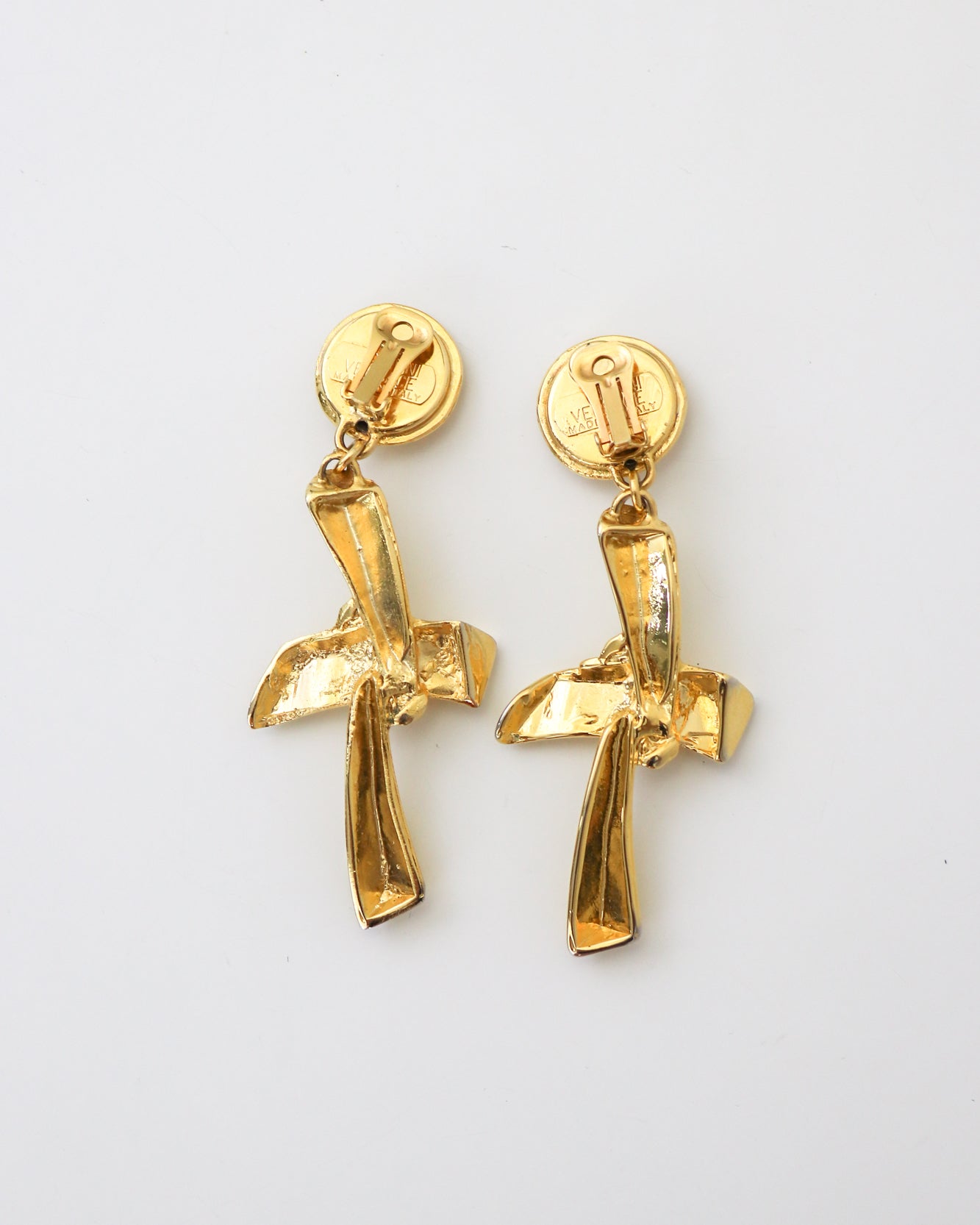 Vintage 1990s Gianni Versace Gold Medusa Head Knot Cross Earrings