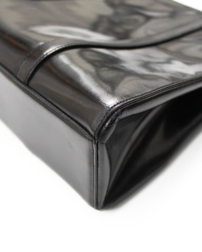 Vintage 1990s Prada Spazzolato Black Patent Leather Shoulder Bag