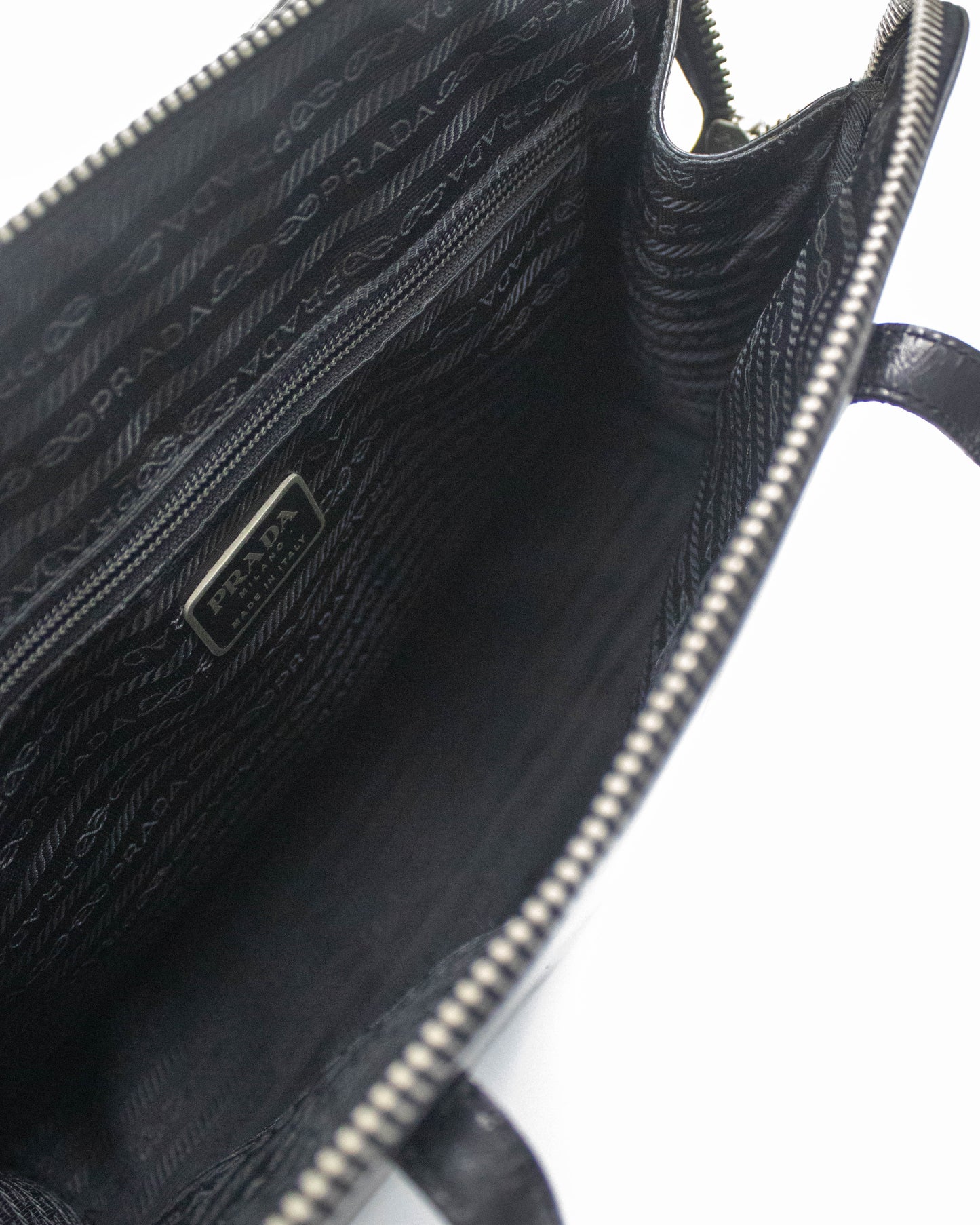 Vintage 1990s Prada Spazzolato Black Patent Leather Shoulder Bag