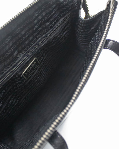 Vintage 1990s Prada Spazzolato Black Patent Leather Shoulder Bag