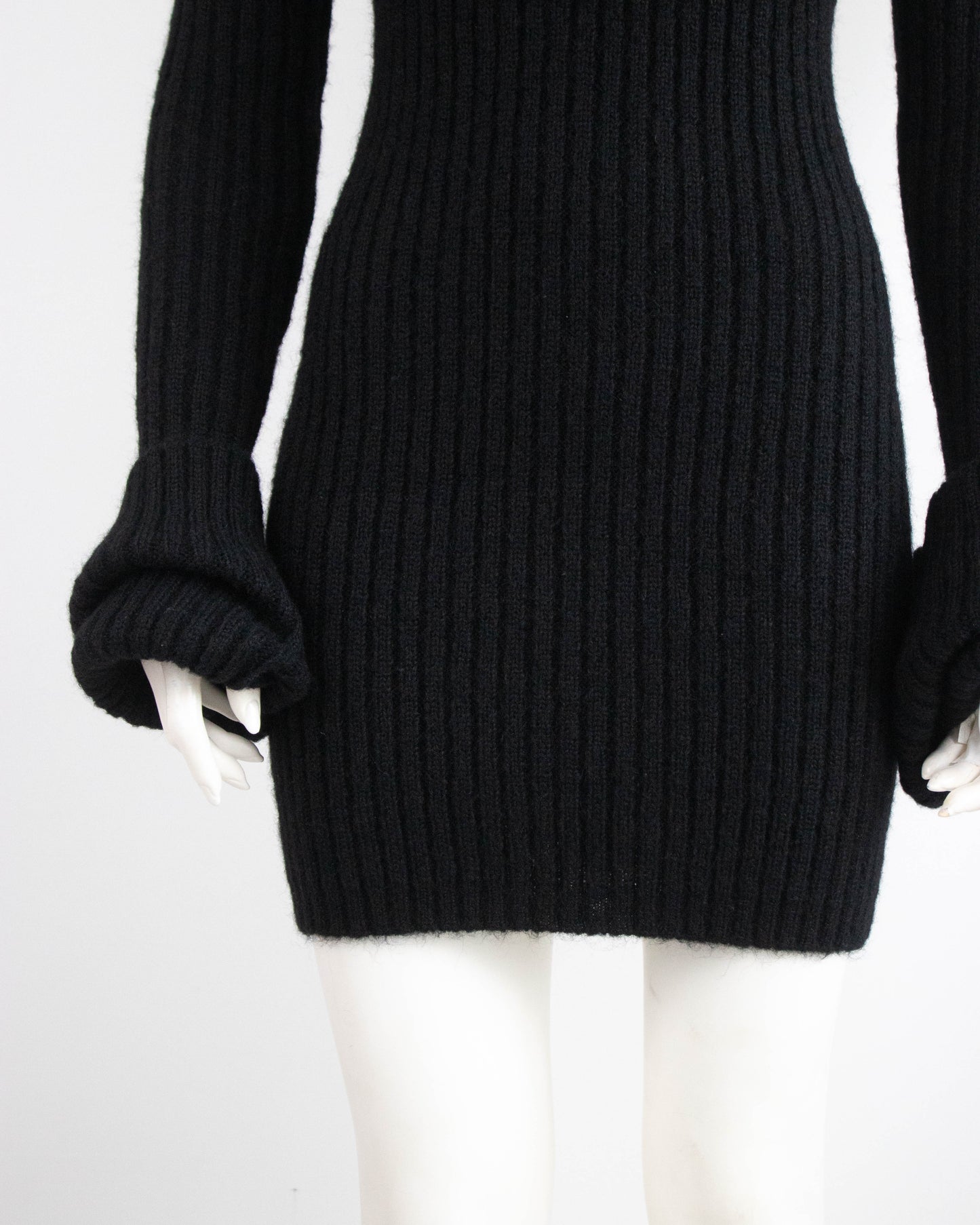 Vintage F/W 1998 Yohji Yamamoto Runway Wool Ribbed Mini Dress / M