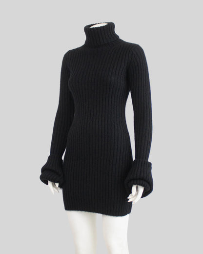 Vintage F/W 1998 Yohji Yamamoto Runway Wool Ribbed Mini Dress / M