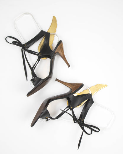 Vintage D&G Dolce&Gabbana Gold Wings Lace Up Heels / 37.5 (US 7.5)