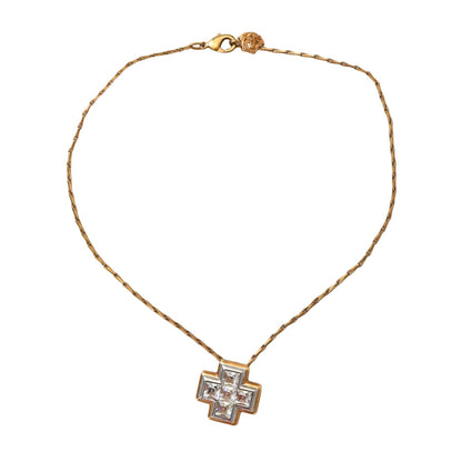 Vintage 1990s Gianni Versace Cross Pendant Medusa Necklace