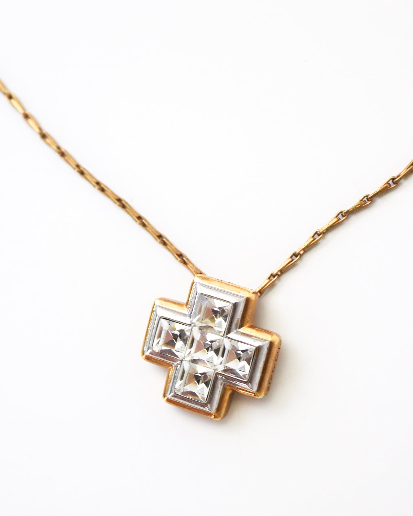 Vintage 1990s Gianni Versace Cross Pendant Medusa Necklace