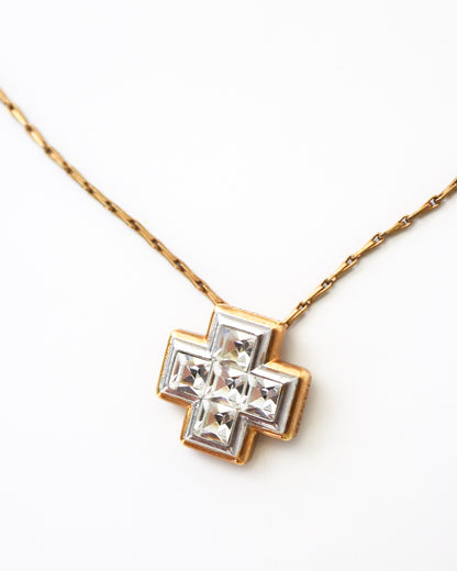 Vintage 1990s Gianni Versace Cross Pendant Medusa Necklace