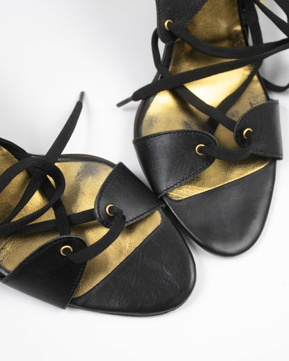 Vintage D&G Dolce&Gabbana Gold Wings Lace Up Heels / 37.5 (US 7.5)