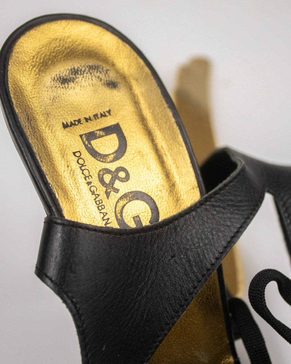 Vintage D&G Dolce&Gabbana Gold Wings Lace Up Heels / 37.5 (US 7.5)