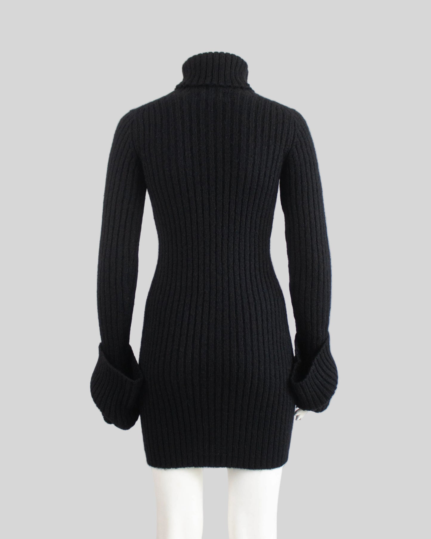 Vintage F/W 1998 Yohji Yamamoto Runway Wool Ribbed Mini Dress / M