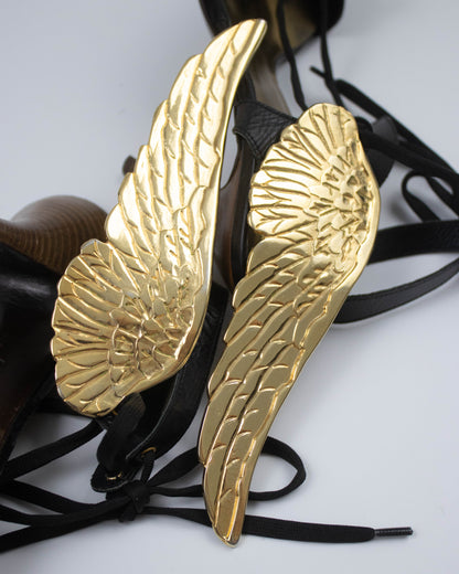 Vintage D&G Dolce&Gabbana Gold Wings Lace Up Heels / 37.5 (US 7.5)