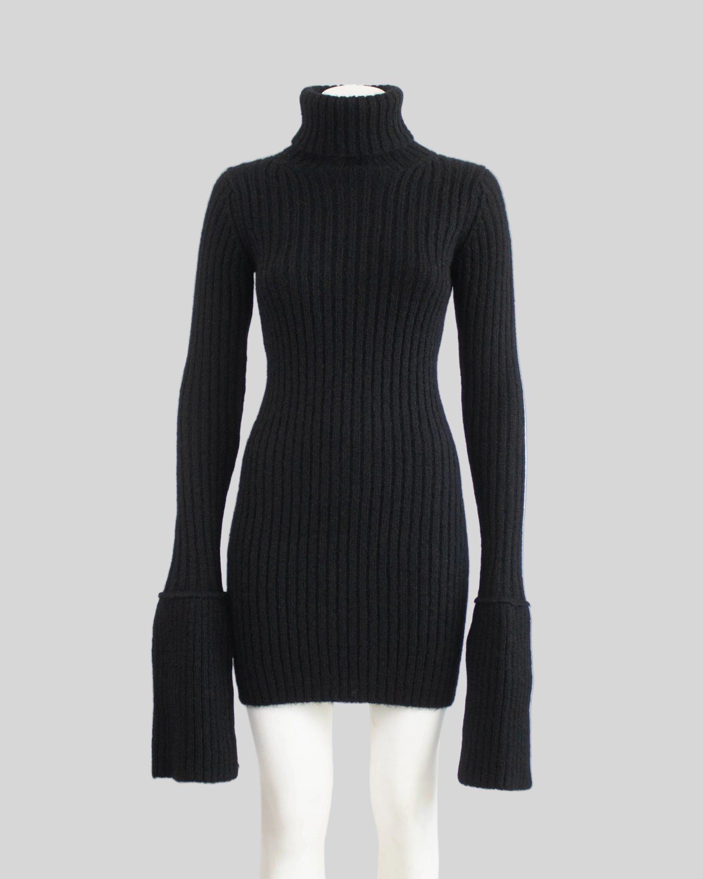 Vintage F/W 1998 Yohji Yamamoto Runway Wool Ribbed Mini Dress / M